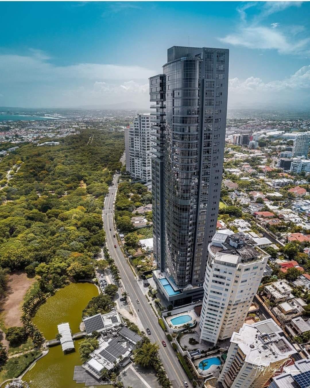Luxury tower overlooking the park and lake